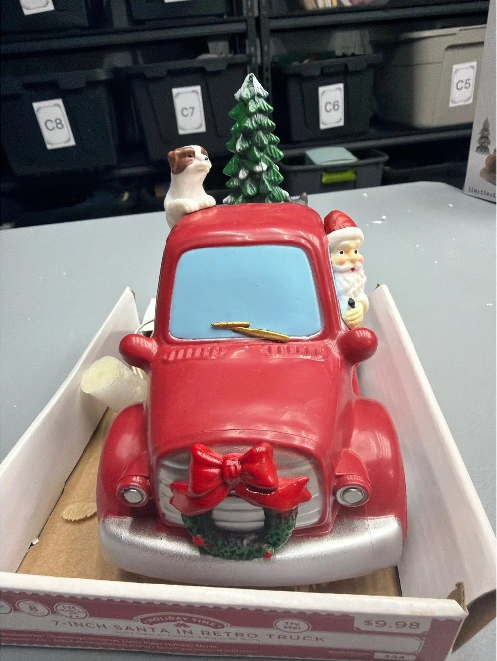 Santa Red Truck Spinning Tree Christmas Decoration musis